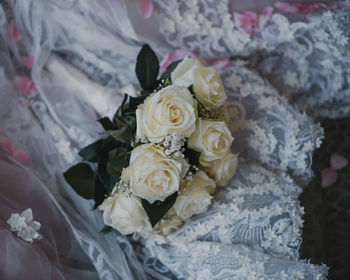 High angle view of rose bouquet