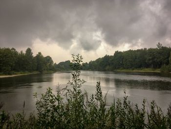 Scenic view of lake against sky