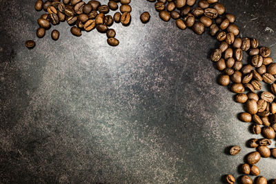 High angle view of coffee beans