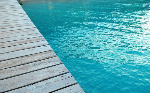 High angle view of pier over swimming pool