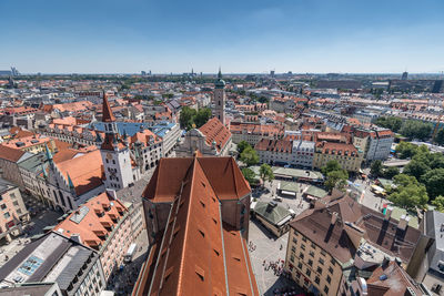 High angle view of townscape against sky