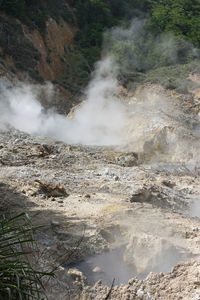 View of waterfall on landscape