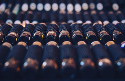 Full frame shot of bottles in factory