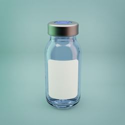 Close-up of empty glass bottle against blue background