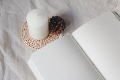 High angle view of food on table