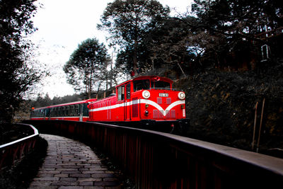 Low angle view of train on railroad track