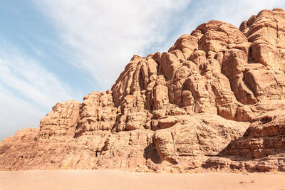 Low angle view of rock formations