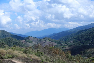 Scenic view of mountains against sky