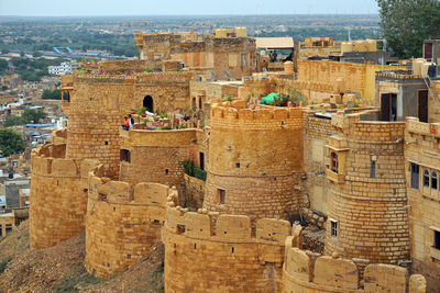 High angle view of buildings in city