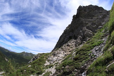 Low angle view of mountain against sky