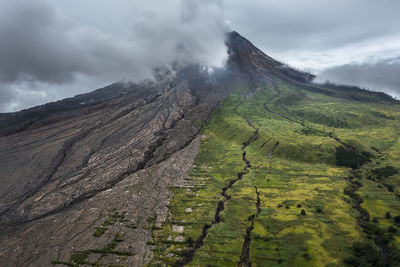 Scenic view of mountains against sky, sinabung volcano mountain, north sumatera