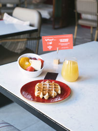 Close-up of food on table