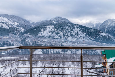 Manali, himachal pradesh, during winter after heavy snow fall, from a hotel balcony