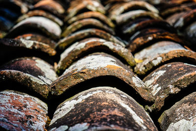 Full frame shot of weathered roof tile