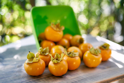 Close-up of bell peppers on table