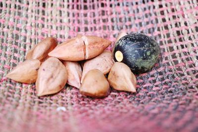 Close-up of garlic against white background