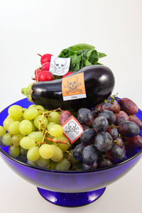 High angle view of fruits in container