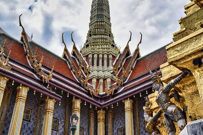 Low angle view of temple building against sky