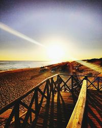 Scenic view of sea against clear sky during sunset