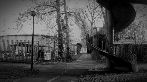 Empty walkway at night