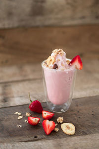 Close-up of ice cream on table