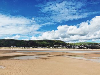 Scenic view of beach against sky