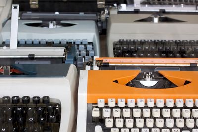 Close-up of typewriters