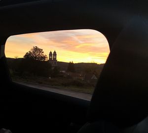 Sunset seen through car window