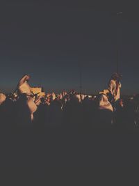 People enjoying music concert at night