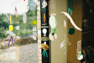 Close-up of multi colored glass window