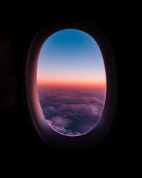 Sky seen through airplane wing