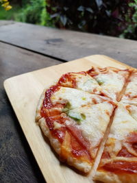 Close-up of pizza on table