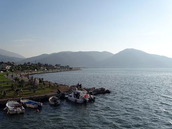 Scenic view of sea against clear sky