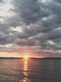 Scenic shot of calm sea at sunset