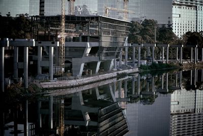 Reflection of building in river