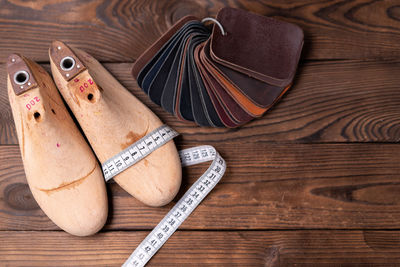 High angle view of shoes on table