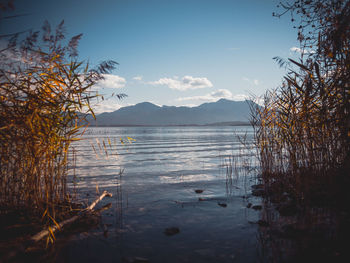 Scenic view of lake against sky