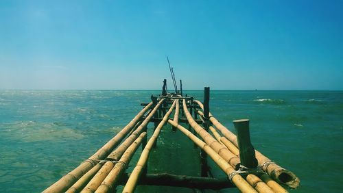 Scenic view of sea against blue sky