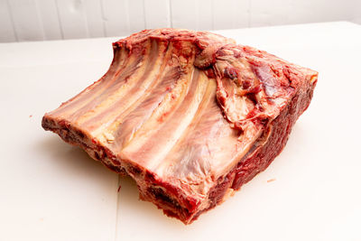 Close-up of meat on table