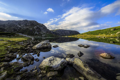 Scenic view of lake against sky