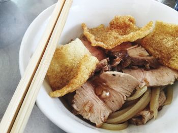 Close-up of vietnamese noodle dish cao lau