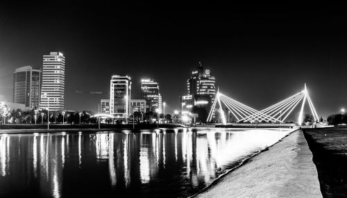 View of suspension bridge at night