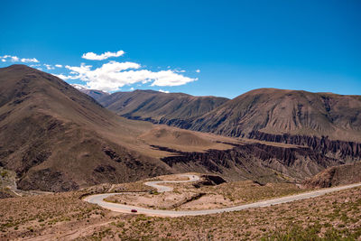 Scenic view of desert against blue sky