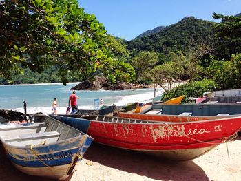 Rowboats on beach