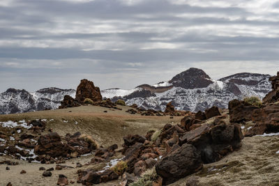 Scenic view of rocks against sky