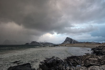 Scenic view of beach against sky