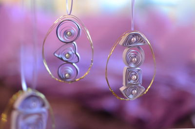 Close-up of pink hanging