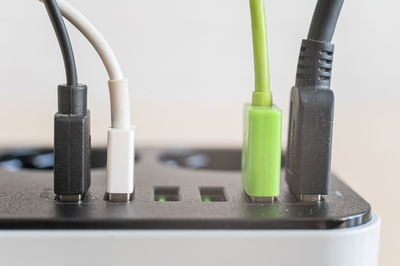 Close-up of mobile phone on table