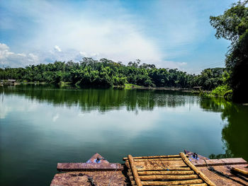 Scenic view of lake against sky