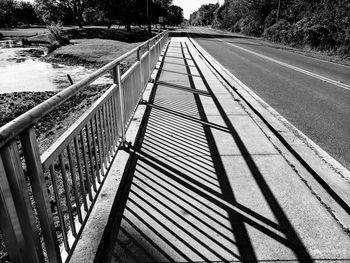 View of railroad tracks on bridge